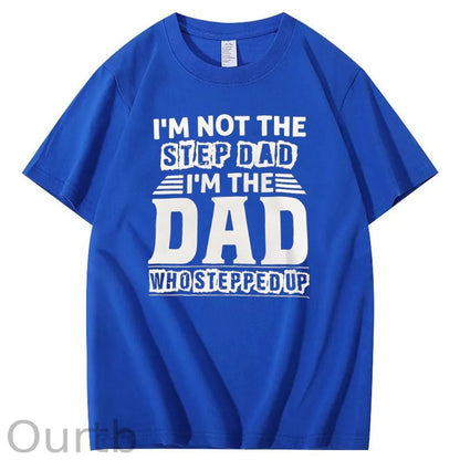 Not Step Dad Pattern Print Crew Neck T-Shirt