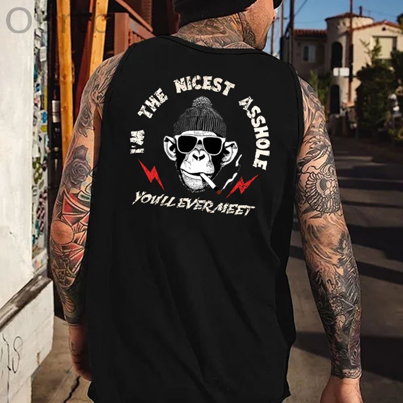 I'M THE NICEST ASSHOLE Moneky Print Vest