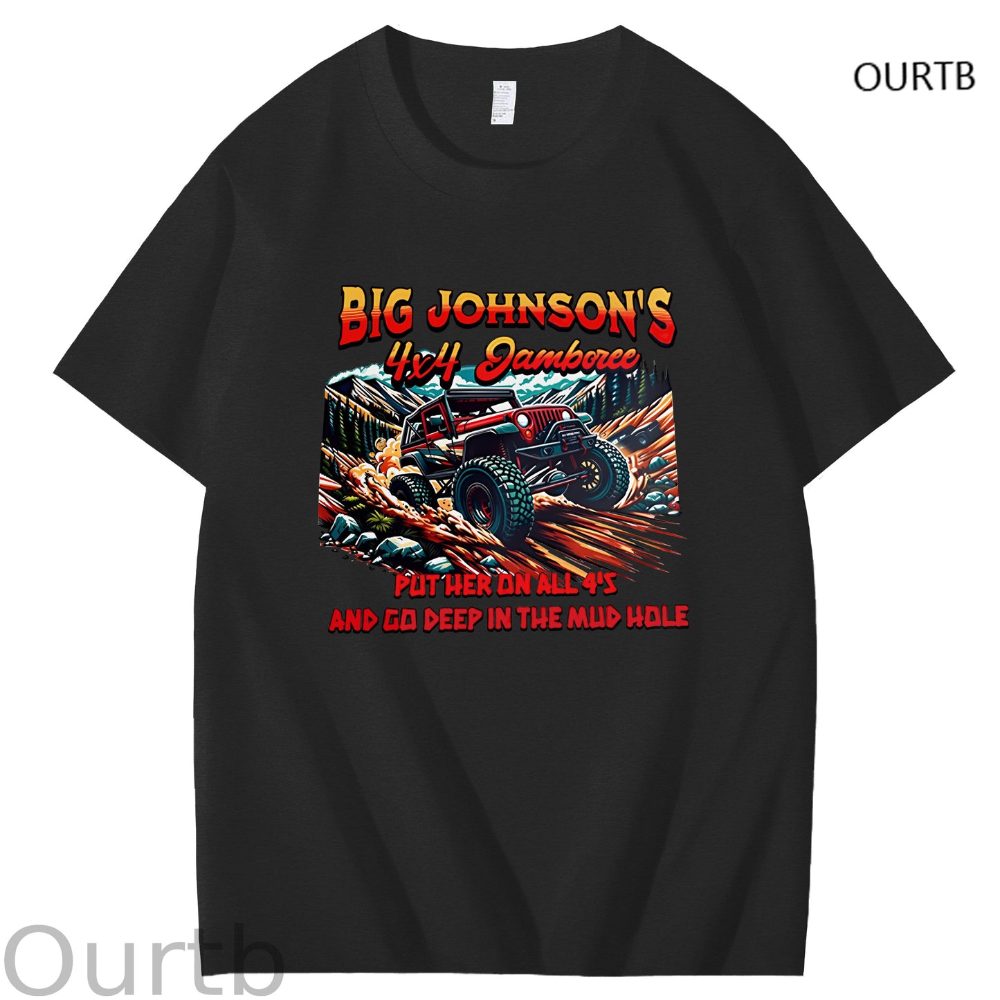Big Johnson's Put Her On All 4's And Go Deep In The Mud Hole Art Pattern Print T-Shirt