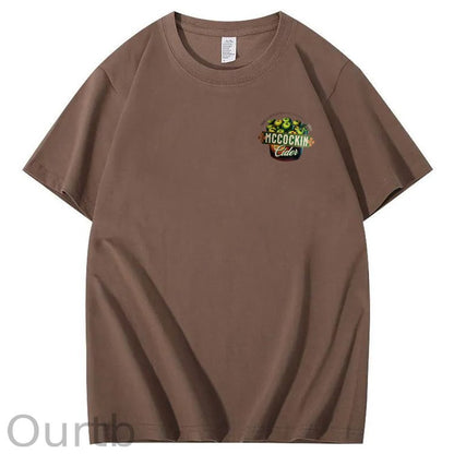 Mccuckin Cider Print Pattern Crew Neck T-Shirt