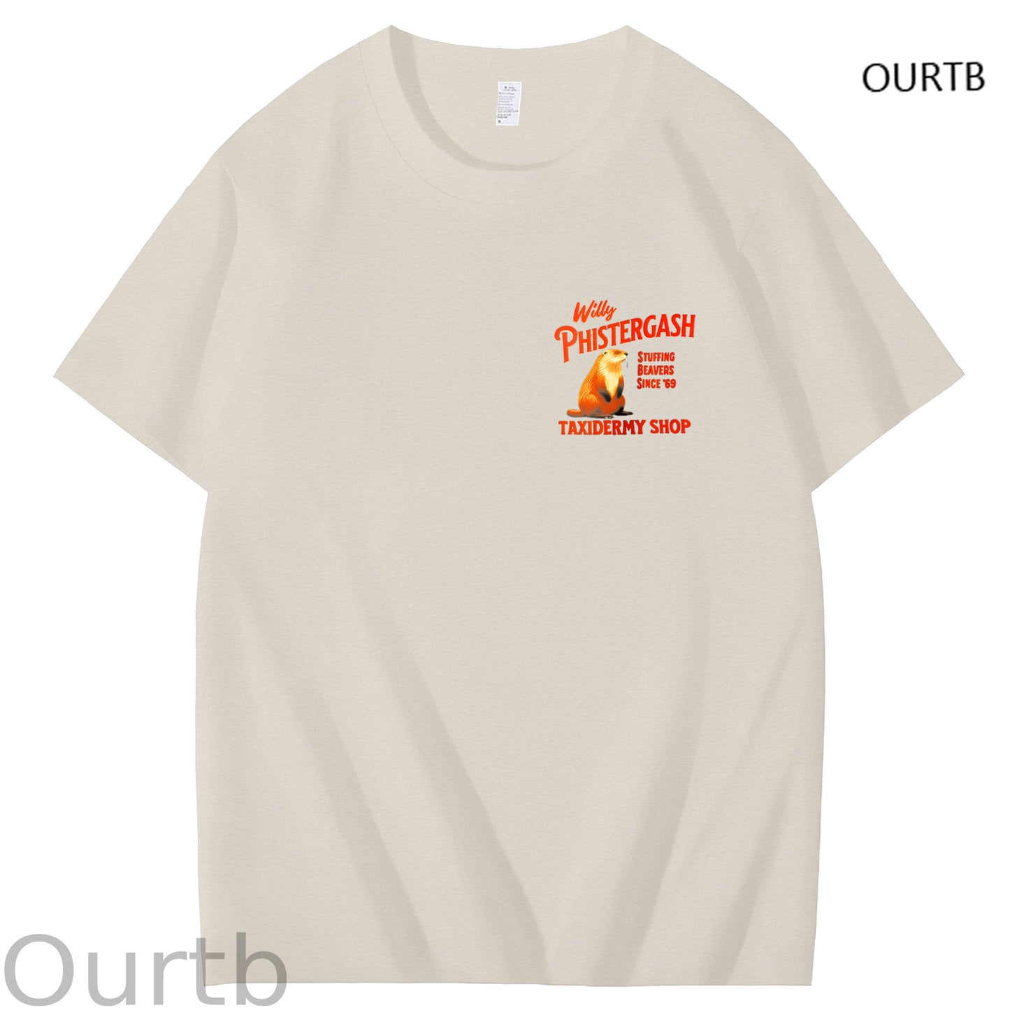 Willy Phistergash Stuffing Beavers Since'69 Taxidermy Shop Art Pattern Print T-Shirt