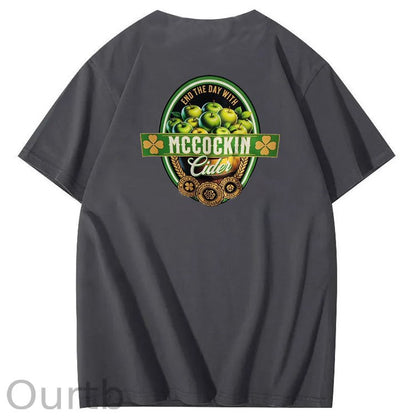 Mccuckin Cider Print Pattern Crew Neck T-Shirt