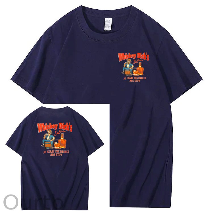 Whiskey Dick's Print Pattern Crew Neck T-Shirt
