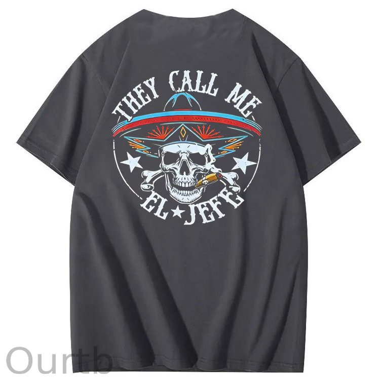 They Call Me El Jefe Pattern 100&Cotton Print T-Shirt