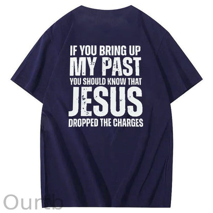Bring Up My Past Jesus Pattern Print Crew Neck T-Shirt