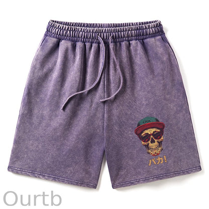 Fashion Skull Japanese Washed Shorts