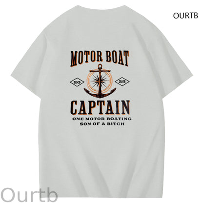 Moter Boat Captain One Motor Boating Son Of A Funny Art Pattern Print T-Shirt