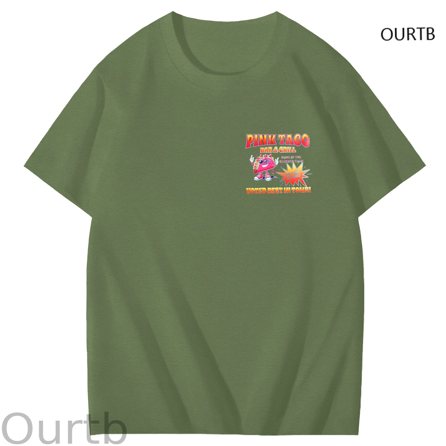 Pink Taco Bar Grill Voted Best In Town Art Pattern Print T-Shirt