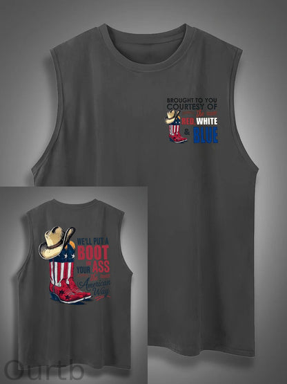 We'll Put A Boot In Your Ass Print Cotton Sleeveless Tank Tops