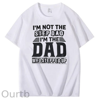 Not Step Dad Pattern Print Crew Neck T-Shirt