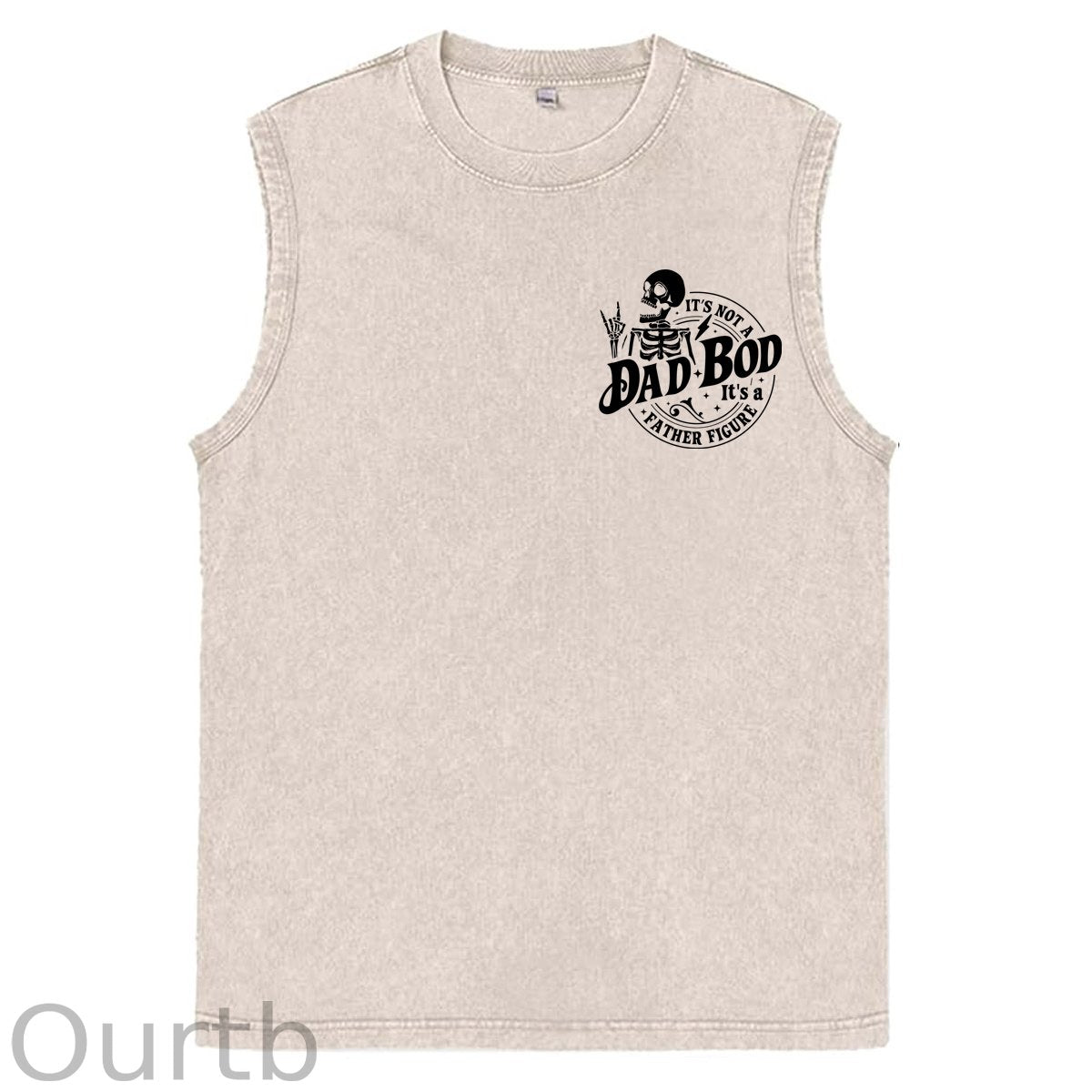 It's Not A Dad Bod It's A Father Figure Print Washed Cotton Sleeveless Tank Tops