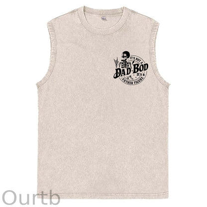It's Not A Dad Bod It's A Father Figure Print Washed Cotton Sleeveless Tank Tops