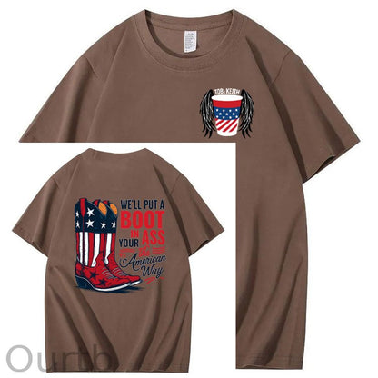 Put A Boot In Your Ass Pattern 100&Cotton Print T-Shirt
