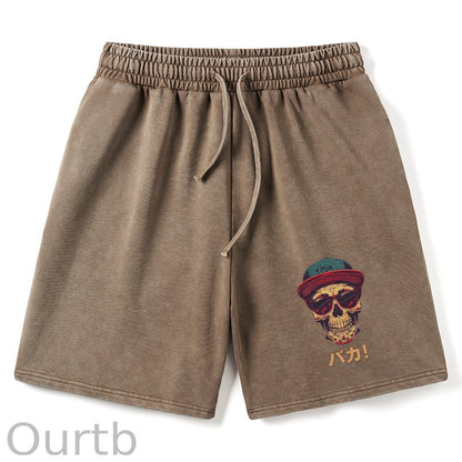 Fashion Skull Japanese Washed Shorts
