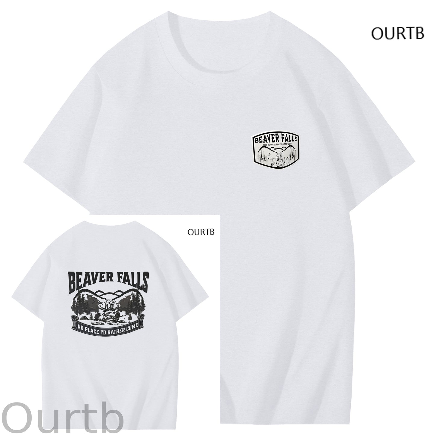 Beaver Falls No Place I'd Rather Come Funny Adoult Art Pattern Print T-Shirt