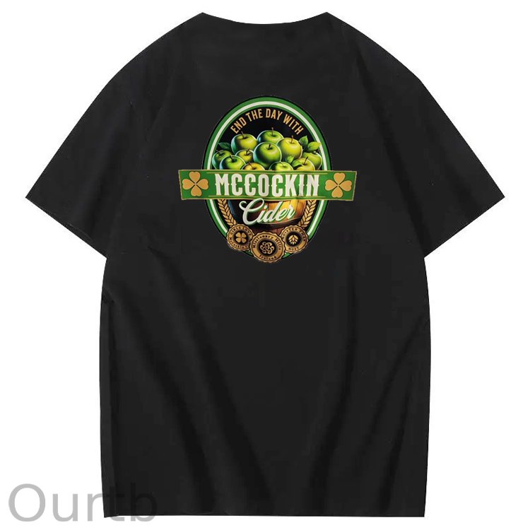 Mccuckin Cider Print Pattern Crew Neck T-Shirt