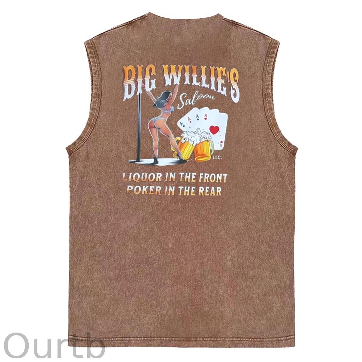 Big Willie's Pattern Print Sleeveless Cotton Washed Printed Loose Vest