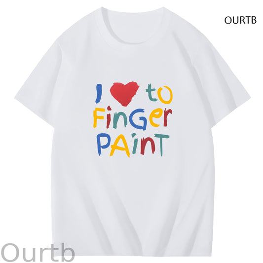 I Love To Finger Paint Art Pattern Print T-Shirt