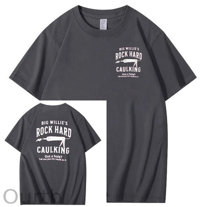 Big Willie’s Rock Pattern Print Crew Neck T-Shirt