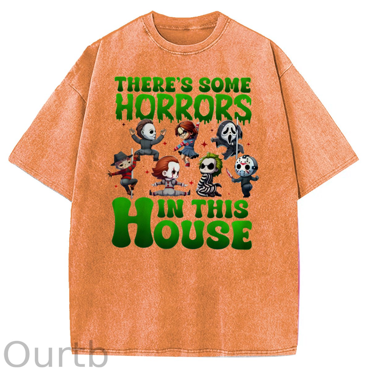 Halloween There Some Horrors In This House Pattern Washing And Aging Process Crew Neck T-Shirt