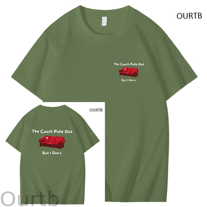The Couch Pulls Out But I Don't Funny Adult Art Pattern Print T-Shirt
