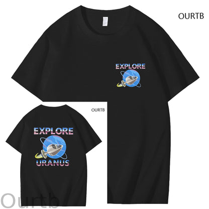 Explore Uranus Funny Adult Art Pattern Print T-Shirt