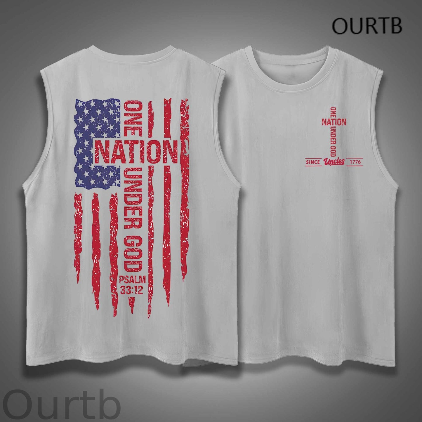Uncle Since 1776 One Nation Under God USA Independence Day Funny Adult Discomfort Art Print Cotton Sleeveless Tank Tops