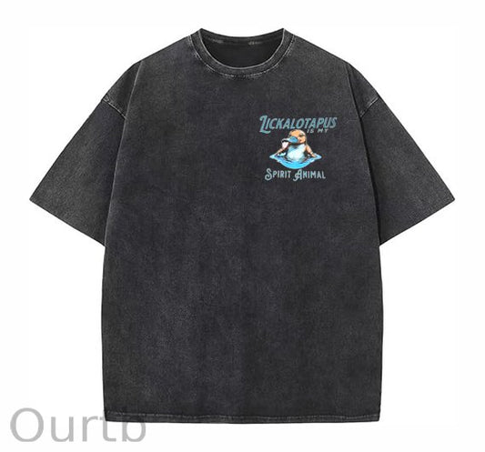 Spirit Animal Washed And Distressed Craft Pint Pattern Crew Neck T-Shirt