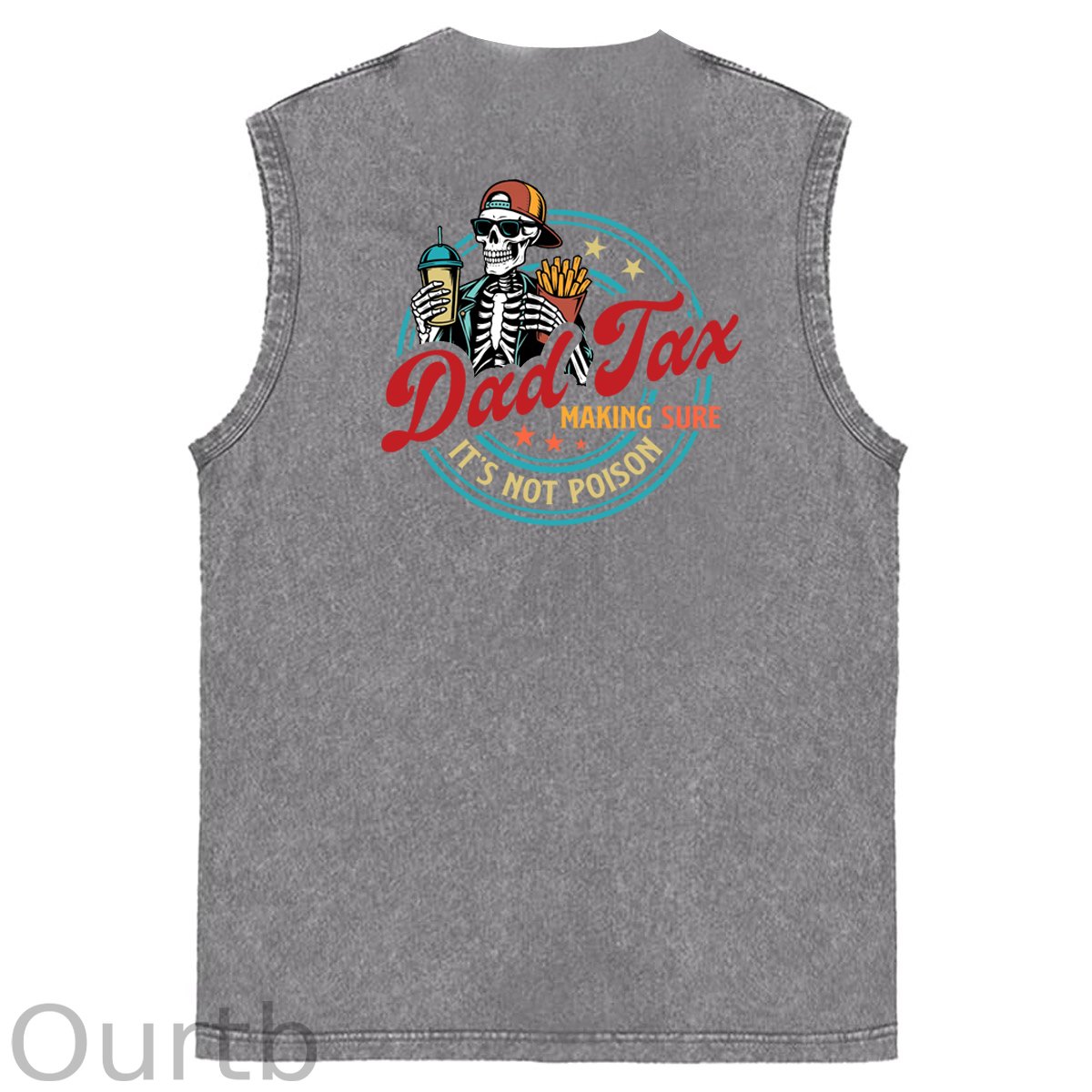 Dad Tax Pattern Sleeveless Cotton Washed Printed Loose Vest