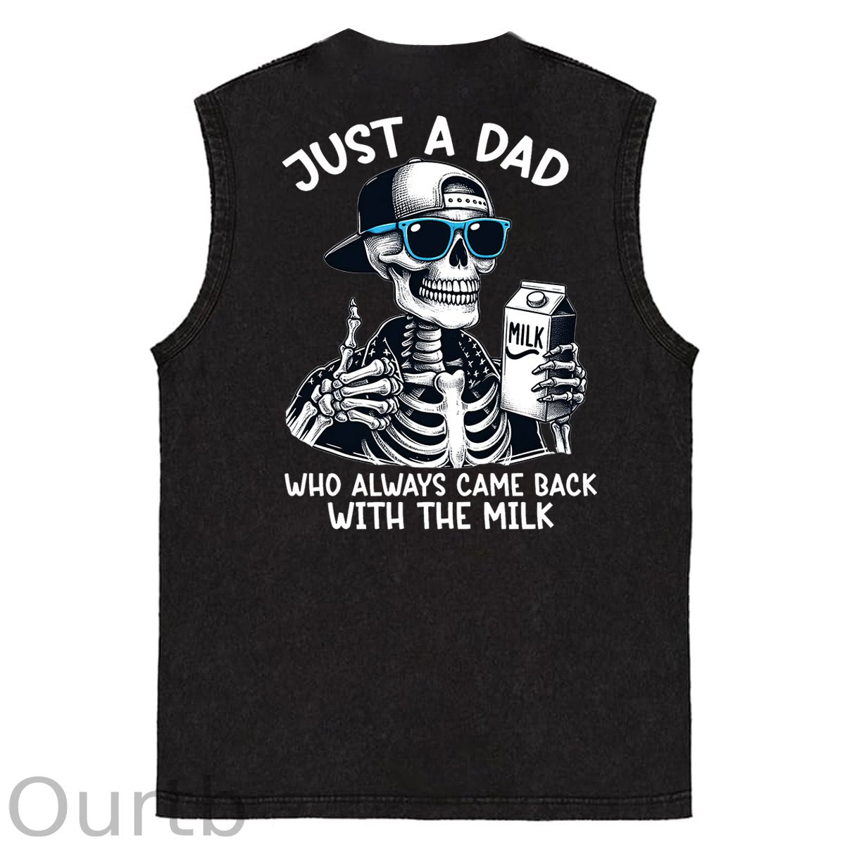 Just A Dad Who Always Came Back With The Milk Print Washed Cotton Sleeveless Tank Tops