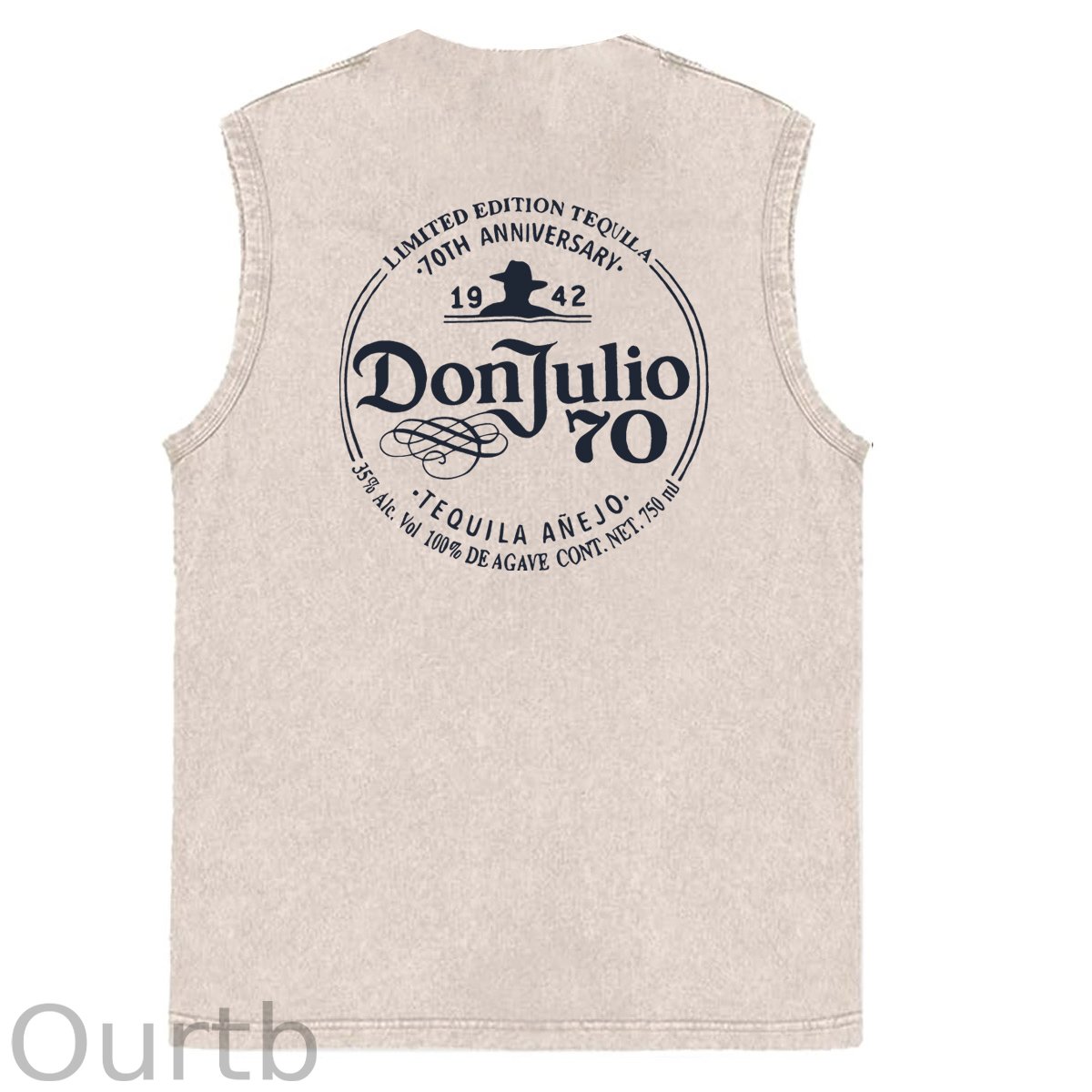 70th Anniversary Pattern Sleeveless Cotton Washed Printed Loose Vest