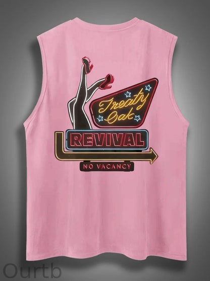 Treaty Oak Revival Print Cotton Sleeveless Tank Tops