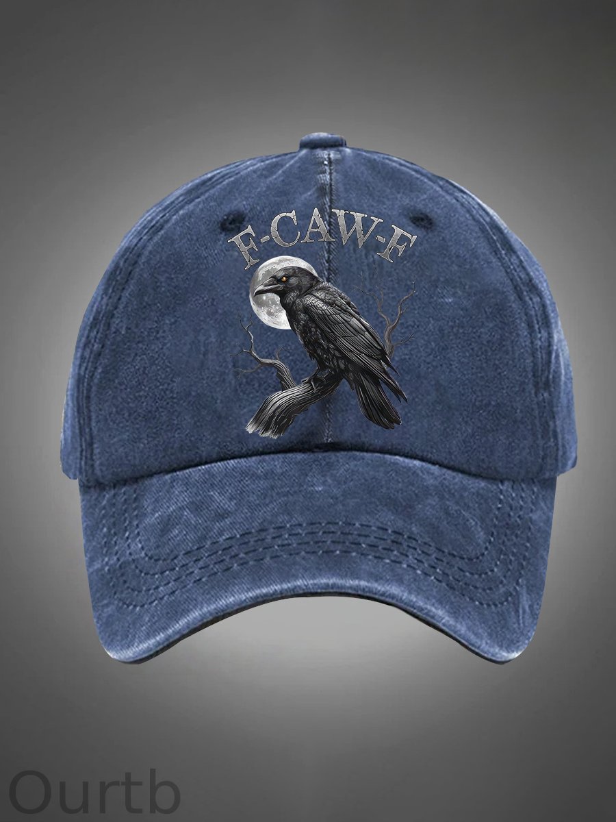 F-Caw-F Crow Pattern Washed Hats