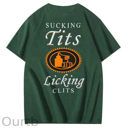 Sucking Tits Licking Clits  Pattern  Print 100%Cotton T-Shirt