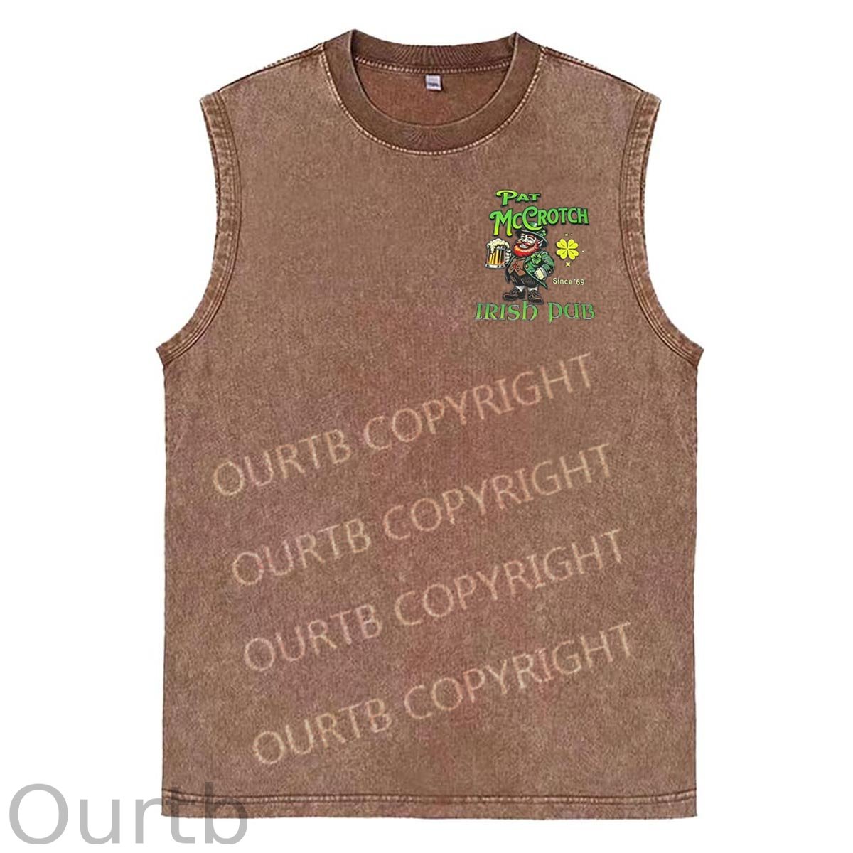 St Patrick'S Day Pat Pattern Print Sleeveless Cotton Washed Printed Loose Vest