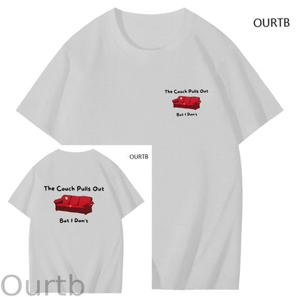 The Couch Pulls Out But I Don't Funny Adult Art Pattern Print T-Shirt