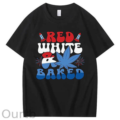 Red White & Baked Print 100% Cotton T-Shirt
