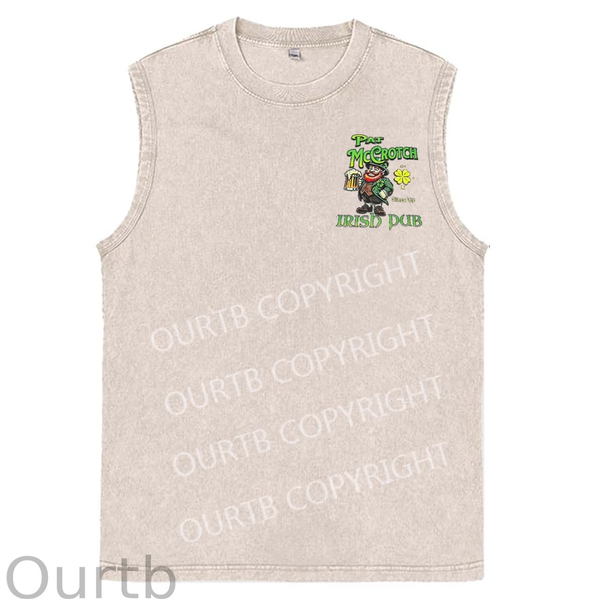 St Patrick'S Day Pat Pattern Print Sleeveless Cotton Washed Printed Loose Vest