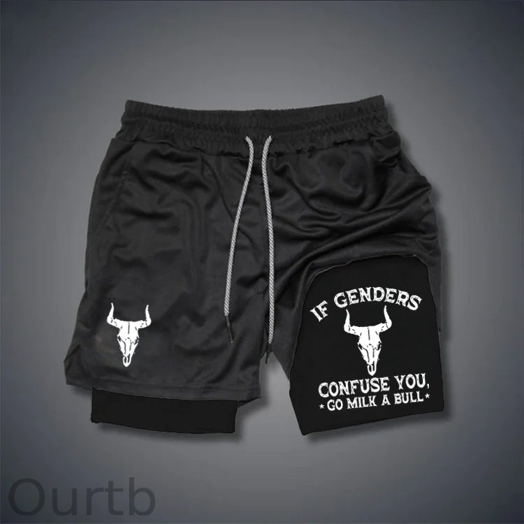 If Genders Confuse You Go Milk A Bull Print Shorts Pants