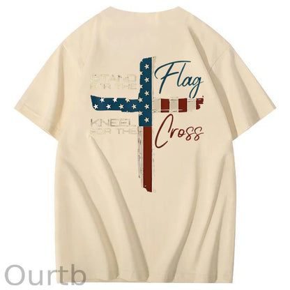 Stand For The Flag Kneel For The Cross 4th Of July T-Shirt