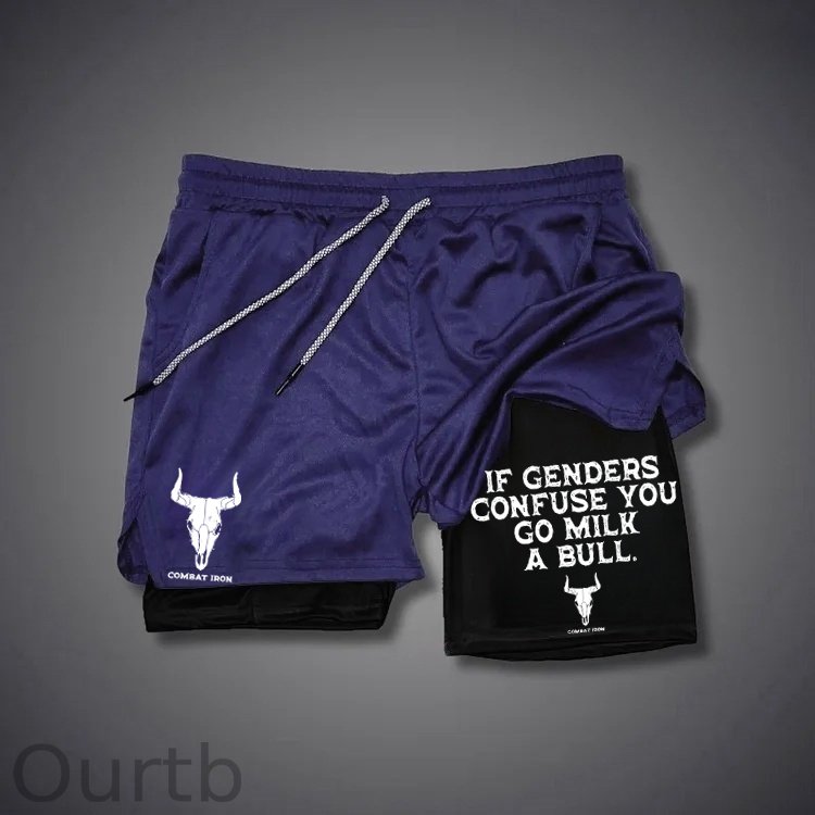 If Genders Confuse You Go Milk A Bull Print Shorts Pants