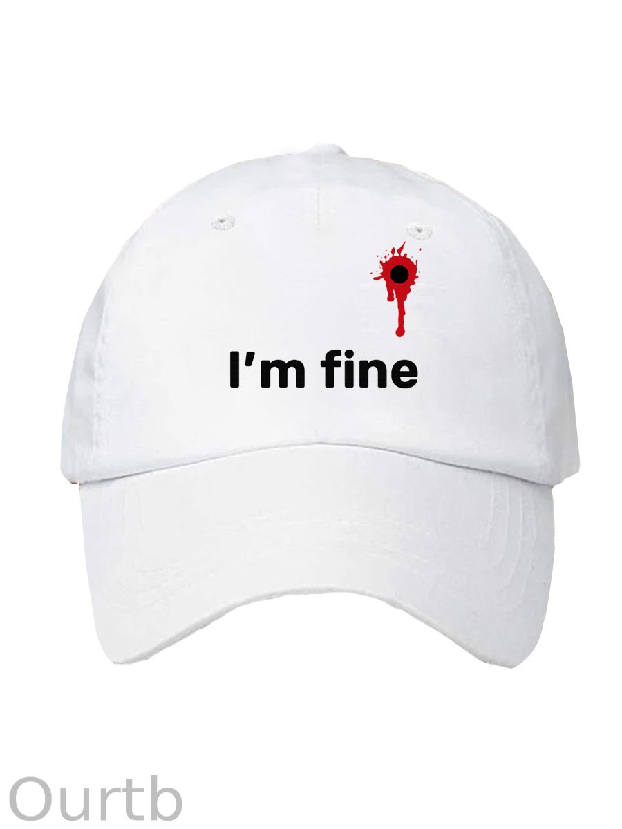 I'm Fine Pattern Washed And Distressed Hats