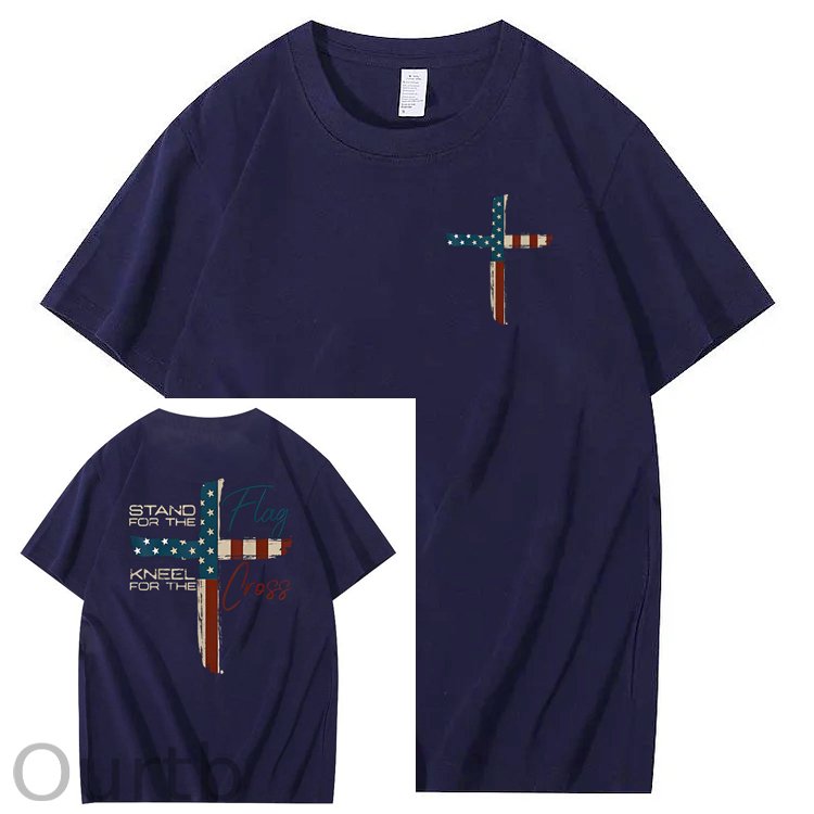 Stand For The Flag Kneel For The Cross 4th Of July T-Shirt