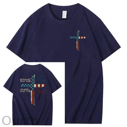 Stand For The Flag Kneel For The Cross 4th Of July T-Shirt