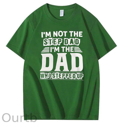Not Step Dad Pattern Print Crew Neck T-Shirt