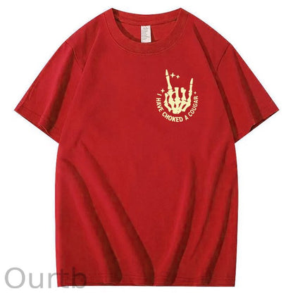 I Have Chocked A Cougar Pattern  Print 100%Cotton T-Shirt