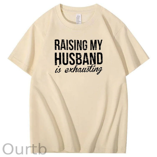 Raising My Husband Is Exhausting Pint Pattern Crew Neck T-Shirt