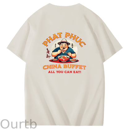 Phat Phuc China Buffet Art Pattern Print T-Shirt