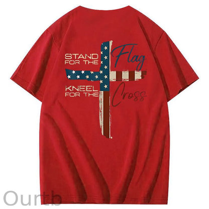 Stand For The Flag Kneel For The Cross 4th Of July T-Shirt