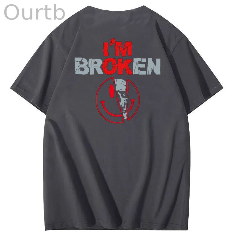 I'm Broken Skull Smile Pattern 100% Cotton T-Shirt